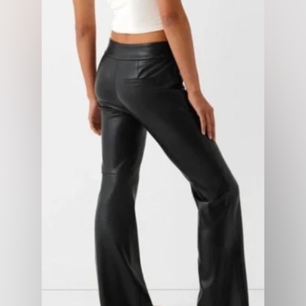Bershka Black Flare Faux Leather Women's Pants High Rise Size XS